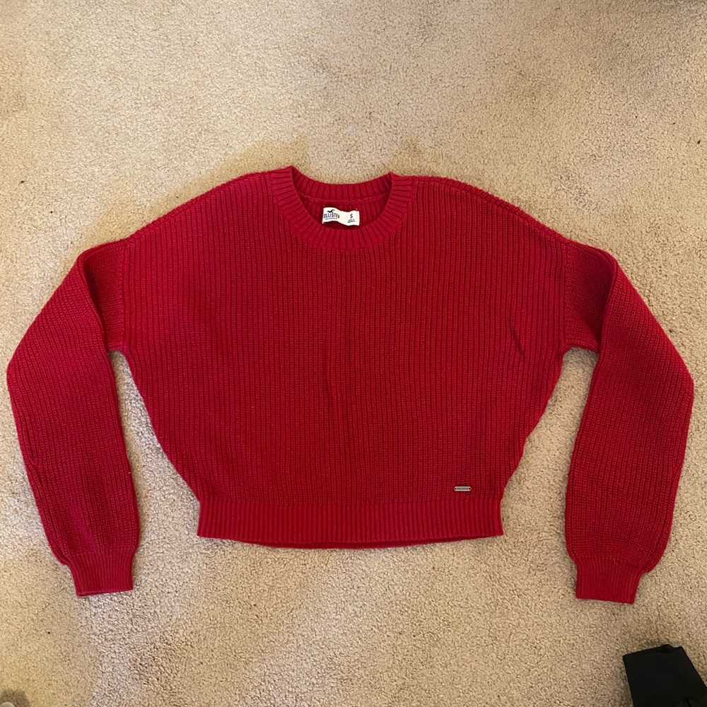 Red Hollister Cropped Sweater